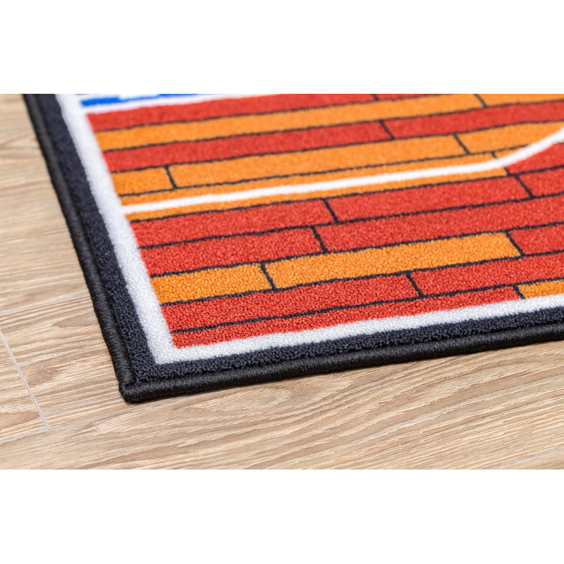 Furnish My Place 690 Rust Basketball Childrens Play Area Rug for Bathroom | Playroom & Kindergarten Classroom | Bedrooms | Contemporary Design