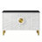 63'' Modern White Sideboard Buffet with Sintered Stone Top & Gold Legs-435476207