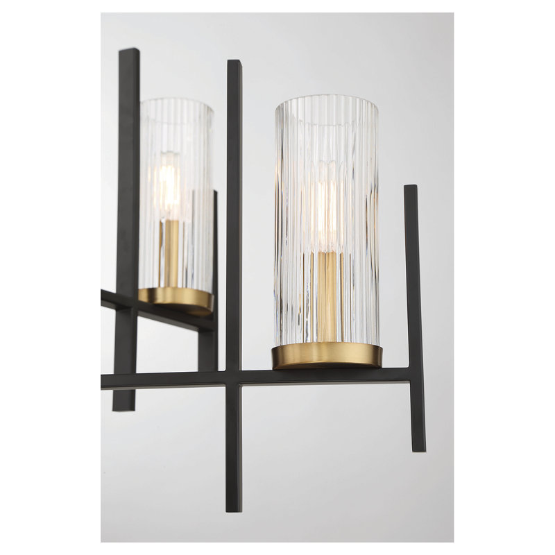  Midland 6-Light Chandelier in Matte Black with Warm Brass Accents