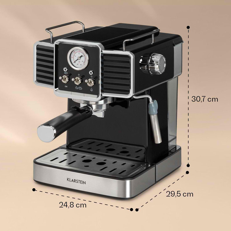 Klarstein Gusto Classico Espresso & Coffee Machine, Black