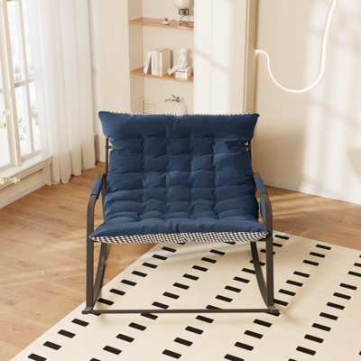 Wide Metal Rocking Chair With Removable Cushion