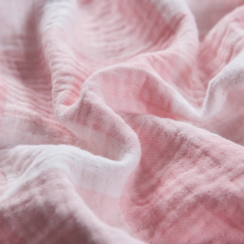 Queen Pink Cotton Muslin Reversible Throw Blanket