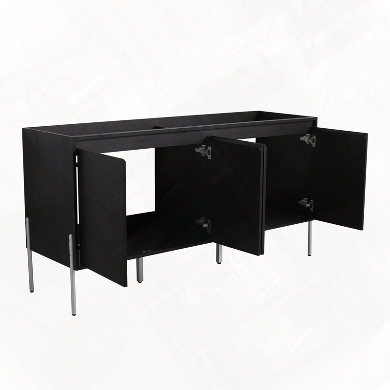 Armoire de rangement pour meuble-lavabo autoportant avec portes à fermeture douce et facile à assembler