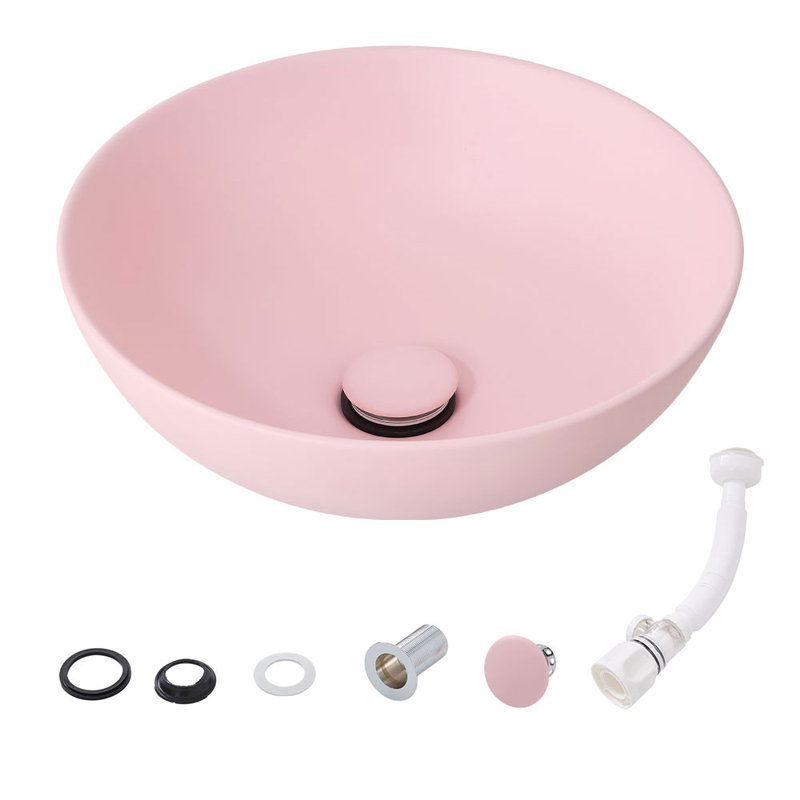 Metro Lane 39.5mm L x 39.5mm W Ceramic Circular Sink, Pink