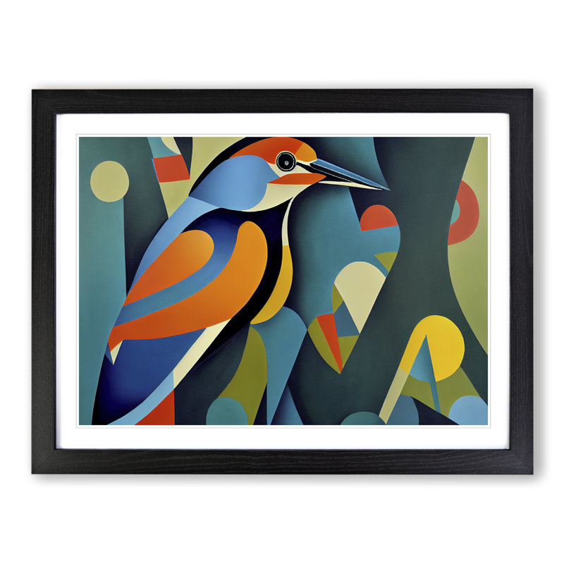 Kingfisher Bird Abstract Vol.5 - Framed Print, Black, 46cm H x 64cm W x 2cm D