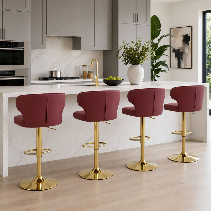Ensemble de 4 tabourets de bar pivotants réglables en hauteur Classic, Noir et or, 4