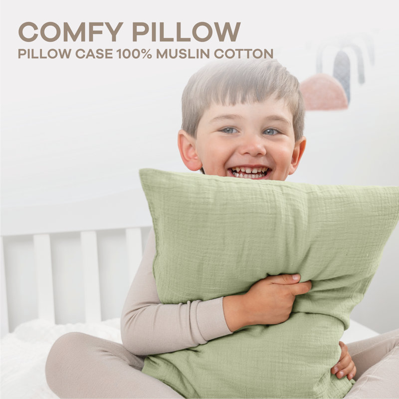 Comfy Cubs Toddler Pillow with Pillowcase, 13 x 18 in - Travel & Sleep Support for Kids - Lightweight, Soft and Cozy Pillow for Toddlers