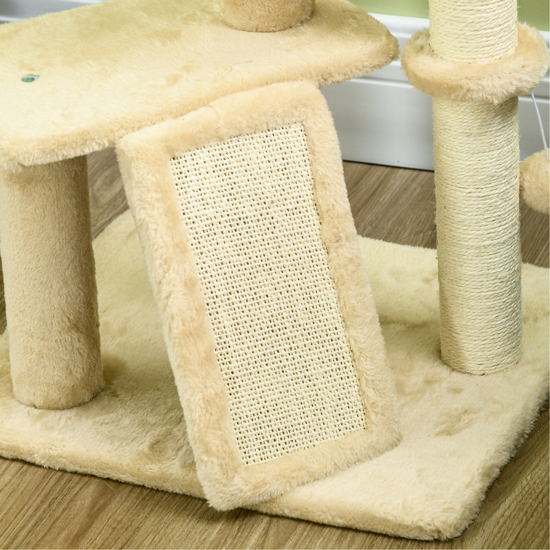 45" Cat Platform - For Indoor Cats With Scratching Posts, Ramp, , Platforms, Bed In Beige Scratch Playground