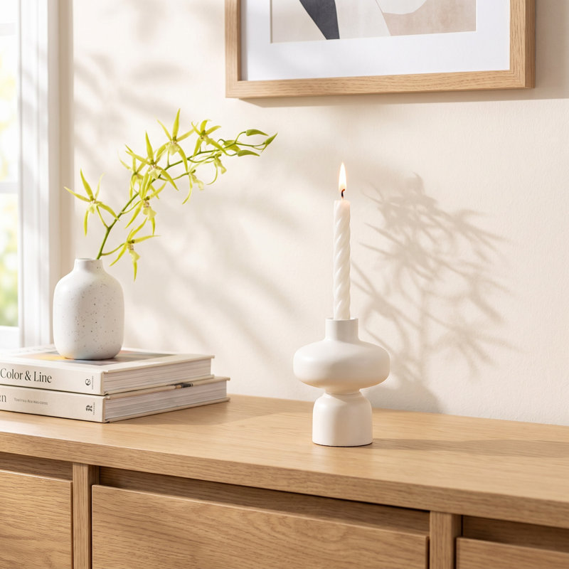 Iron Candle Holder Small White