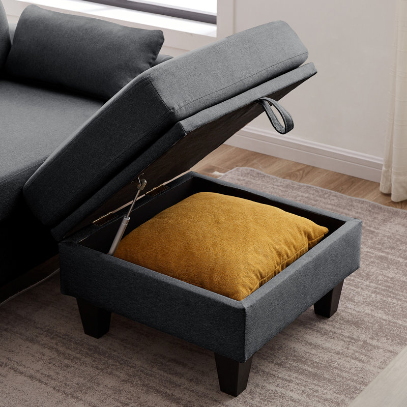 Canapé modulaire rembourré 3 pièces Kurumi, Polyester gris foncé