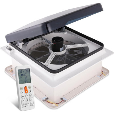 Hike Crew 16” RV Roof Vent Fan, 12V 10-Speed RV Fan with LED Light, Rain Sensor & Remote - Lid