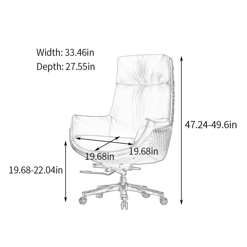 Ergonomic Office Chair With Tiltable Backrest Executive Chair with Headrest, Black