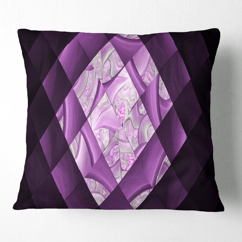 Champ de carrés mauves - coussin imprimé abstrait, 18 po x 18 po, Coussin décoratif