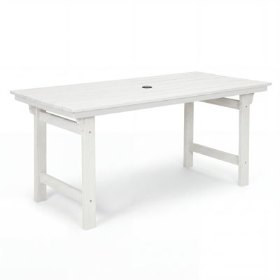 Table de jardin rectangulaire en PEHD de 170 cm (67 po) pour 4 à 6 personnes avec trou pour parasol – Table de patio durable et résistante aux intempéries pour la cour et le jardin