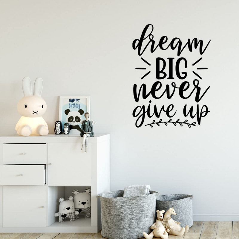 Adhésif décoratif «Dream Big Never Never Up», Noir, H 13 po x l 10 po