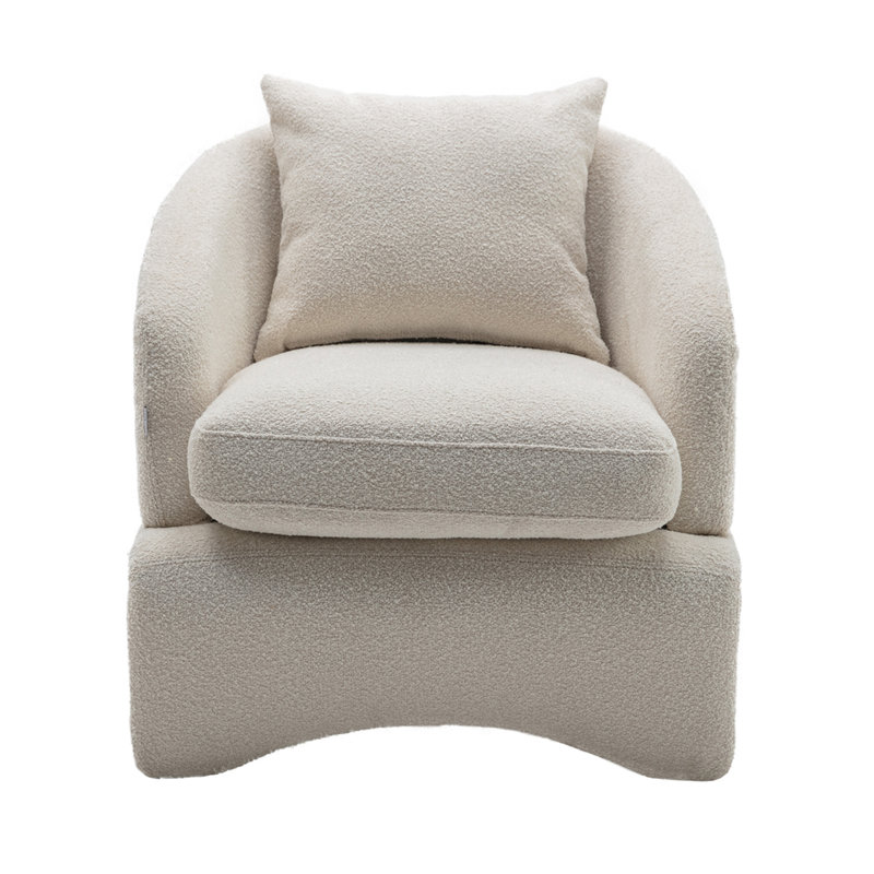 27" Wide Upholstered Accent Chair, Beige 100% Polyester