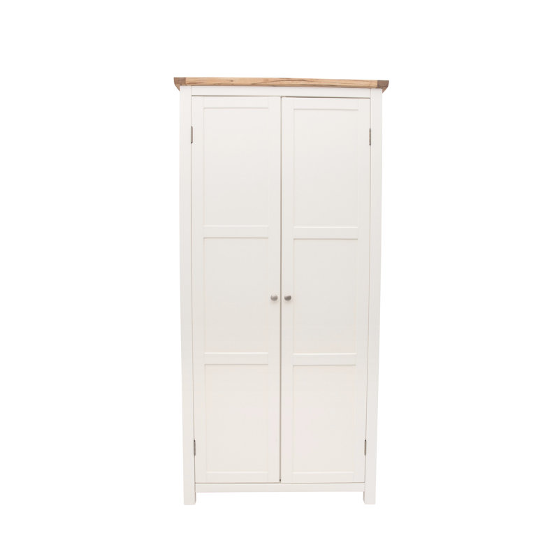 2 Door Solid + Manufactured Wood Wardrobe, Waxed Oak