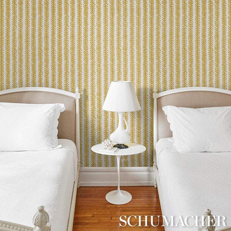 Schumacher X Veere Grenney Woodperry Wallpaper, Mimosa