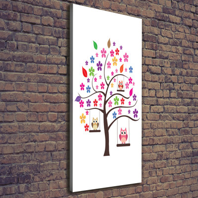 Owls On Swings - Wrapped Canvas Print