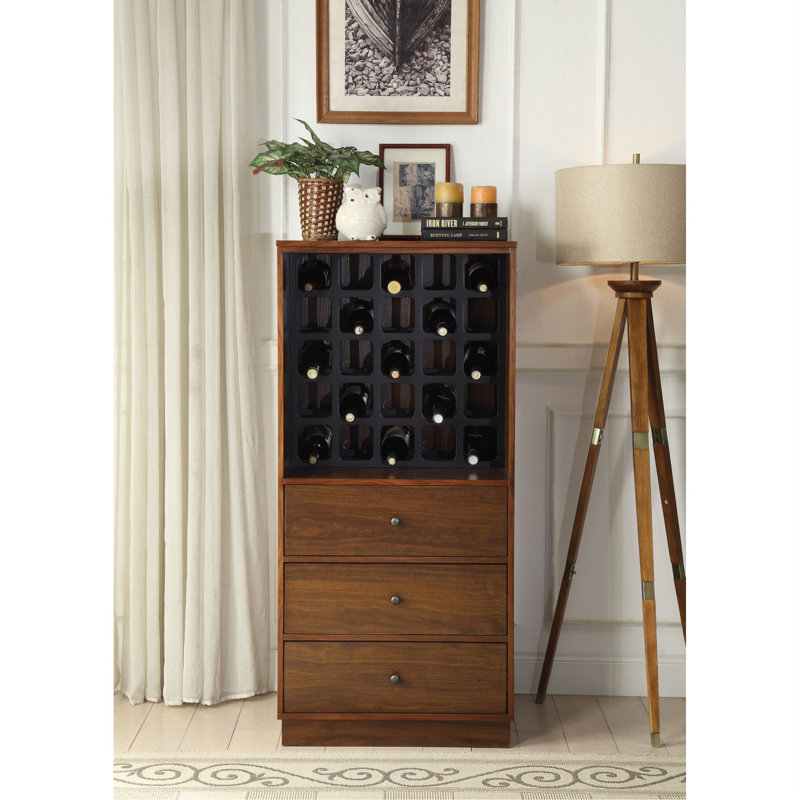 Wangaratta Rectangular Wine Cabinet with Storage, Walnut