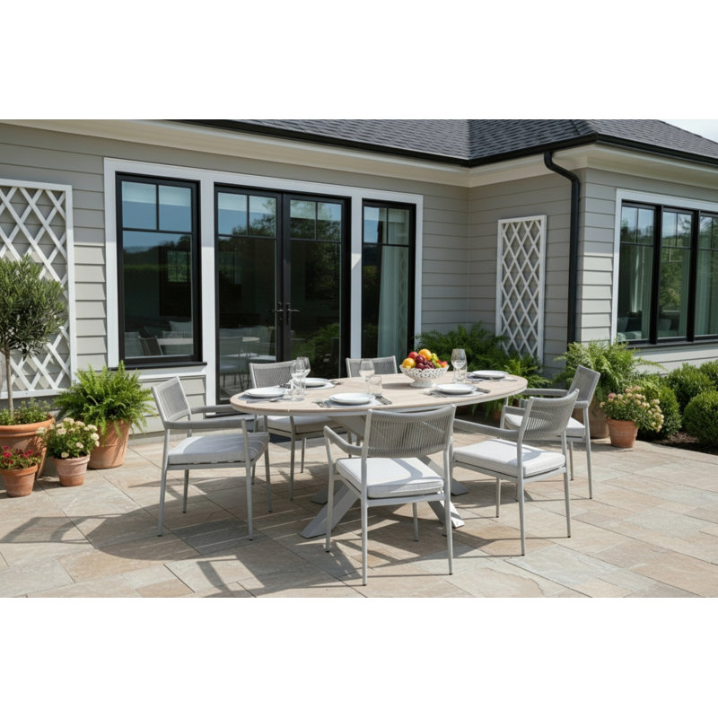 Huntsdale Oval 7 Piece 6 Person 220cm L Outdoor Table Set with Figueroa Dining Chairs