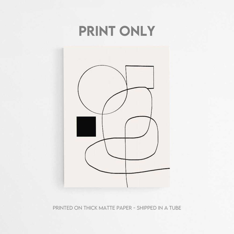 Impression de composition de ligne minimaliste - conception géométrique abstraite, 42" H x 56" W, Framed Print with Mat