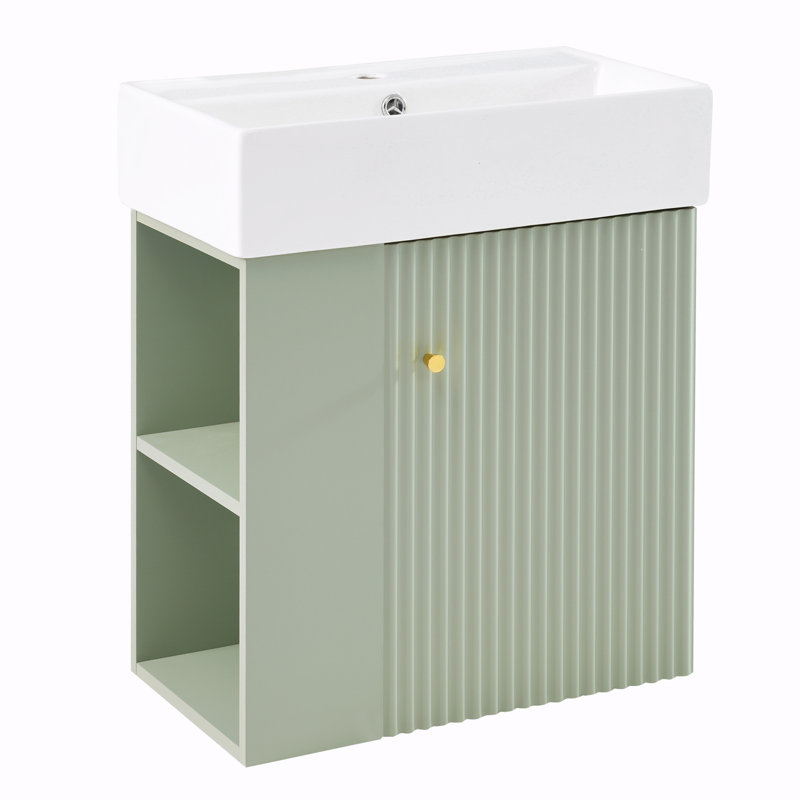 Meuble-lavabo simple avec plateau Krishav 21,6, Vert