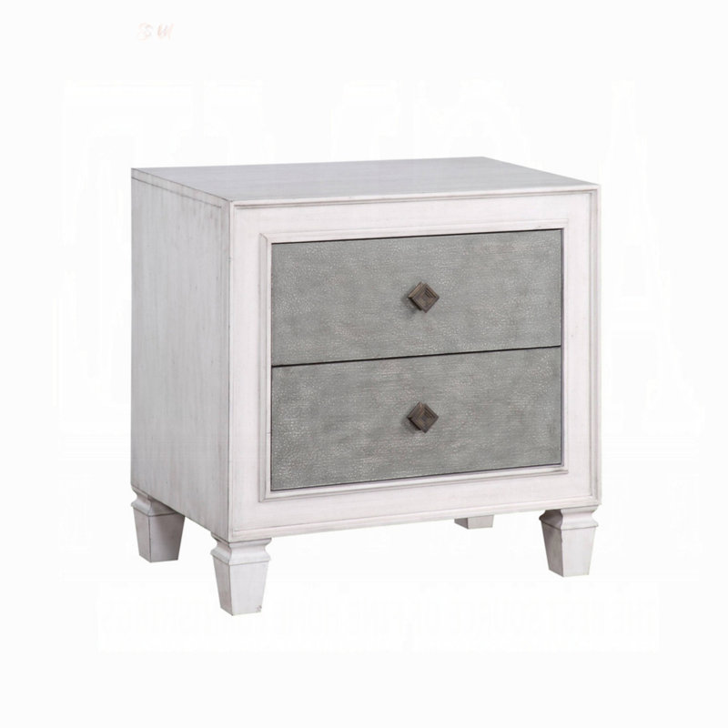 Table de chevet à finition deux tons avec 2 tiroirs, glissières à extension complète et construction en queue d'aronde pour les chambres à coucher modernes