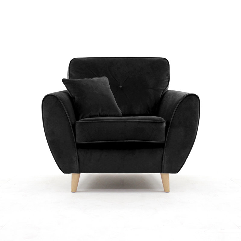 Rafe Scandi Style Velvet Armchair, Black Velvet