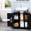 Armoire de rangement sous le lavabo, 2 portes et tablette, noire - peu encombrante et convenant à divers objets, H 23,5 po x l 11,66 po