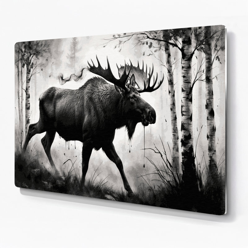 Faune orignal gris, art mural en métal, H 24 po x l 36 po