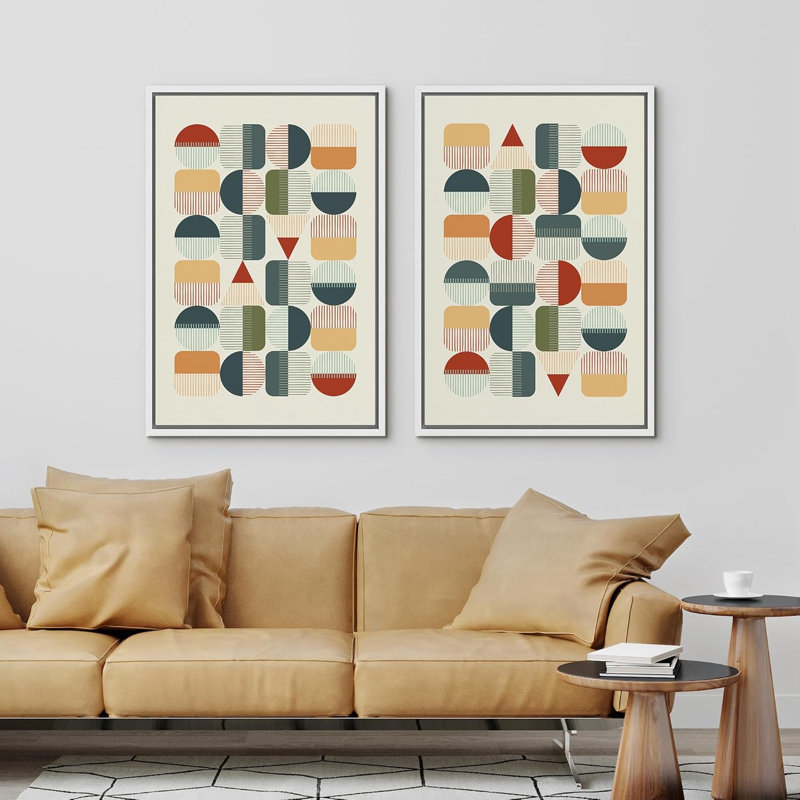 Illustration de style Mid-Century Mid-Century, Blanc, H 36 po x l 48 po