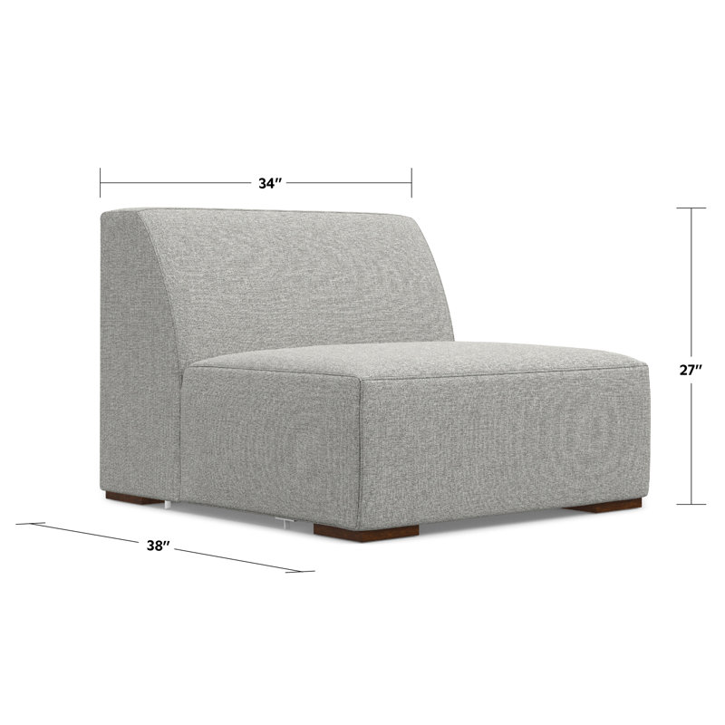 Pale Grey 34-Inch Recycled Polyester Armless Sofa Module