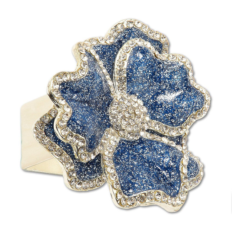 Crystal Flower Napkin Ring, Blue