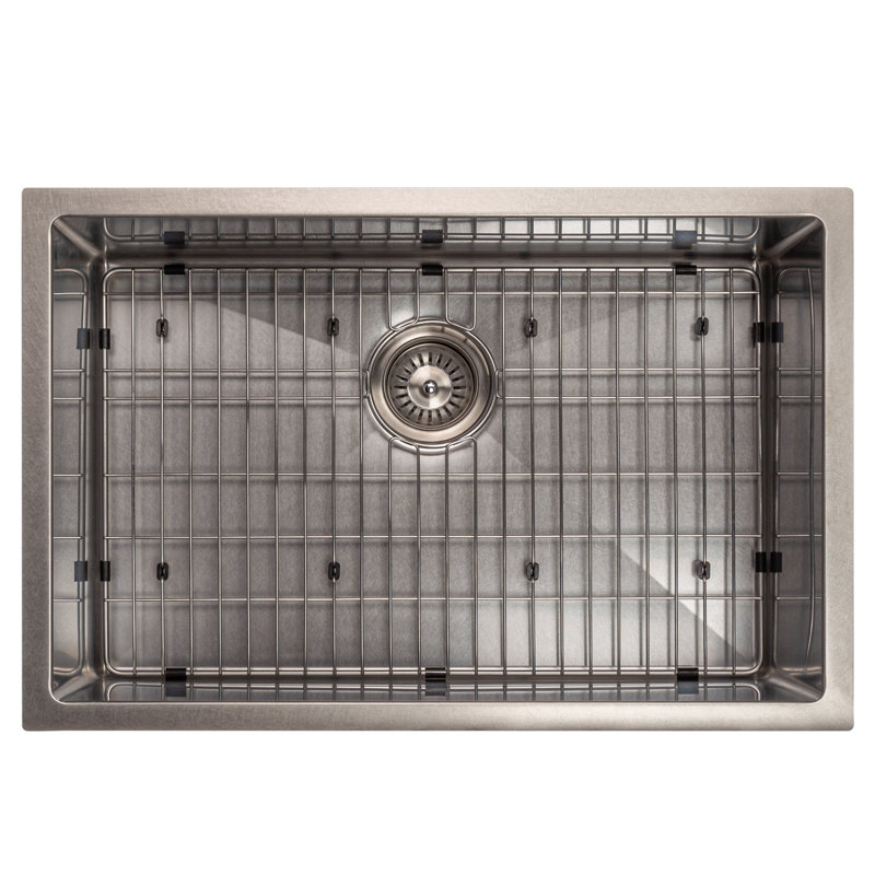 DuraSnow® ZLINE 27" Meribel Undermount Single Bowl Fingerprint Resistant Stainless Steel Kitchen Sink with Bottom Grid