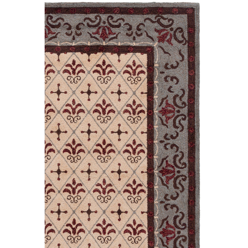 Tapis performance floral crocheté à la main Taran, Rectangle 6 pi x 9 pi