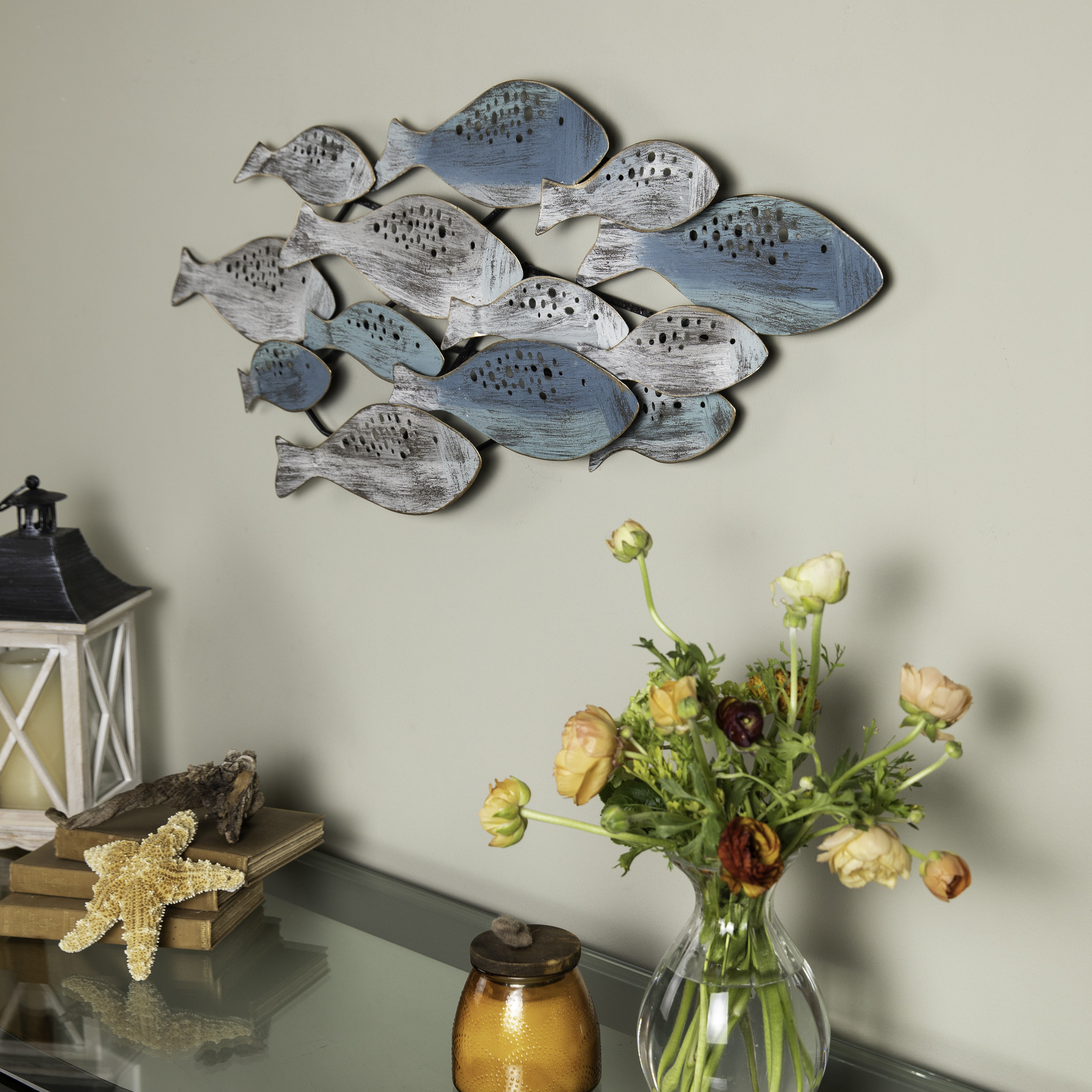 Dovecove School of Fish Coastal Metal Wall Decor & Reviews Wayfair