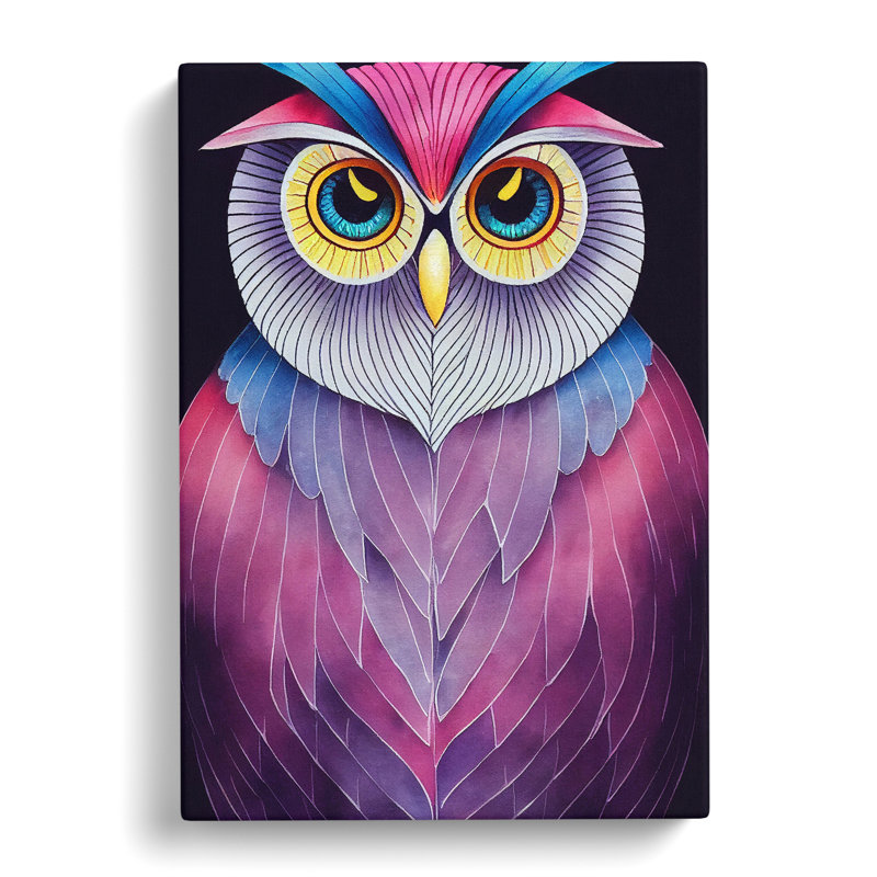 Watercolour Owl No.6 Abstract - Wrapped Canvas, 50cm H x 35cm W x 3cm D