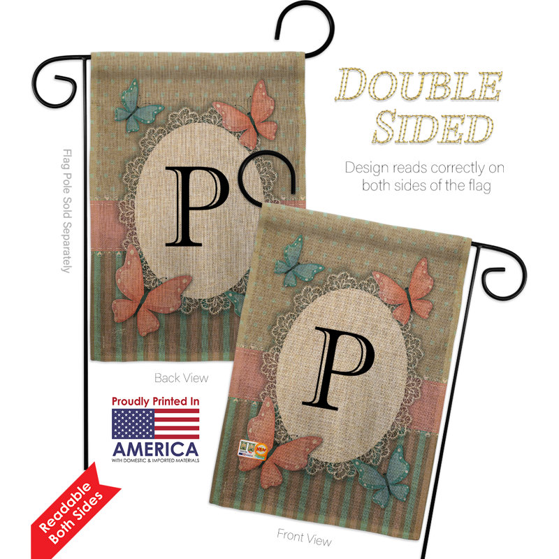 Papillons : polyester à 2 faces 18,5 x 13 po Drapeau de jardin, P