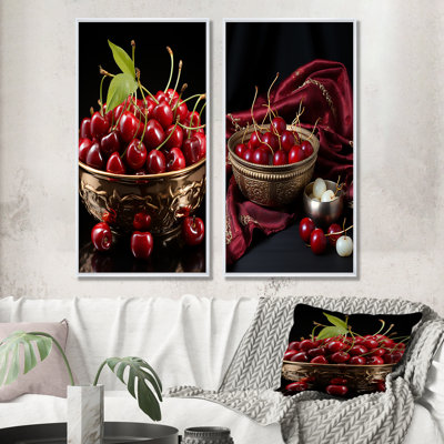 Delicious Cherry Bliss I - Fruits Wall Art Prints Set Of 2