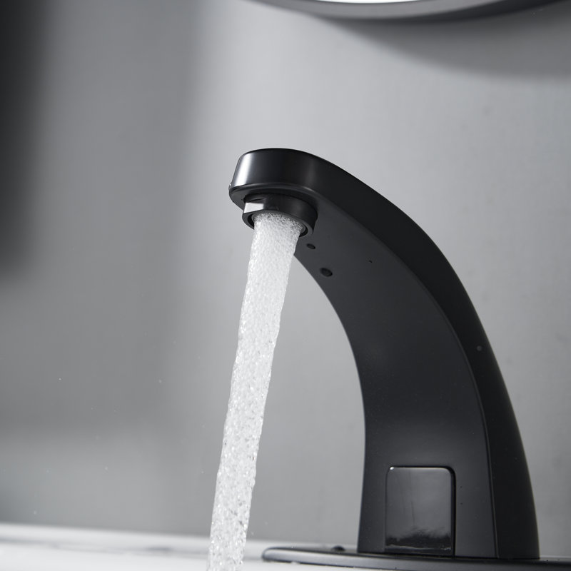 Touchless Bathroom Sink Faucet, Motion Automatic Sensor Faucet With Hole Cover Plate, Matte Black