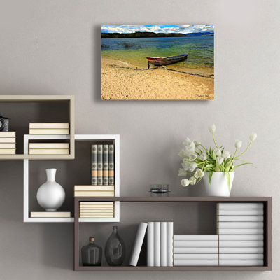  «Beached Boat» par Dante Plata, art mural en verre acrylique, 24 po x 16 po