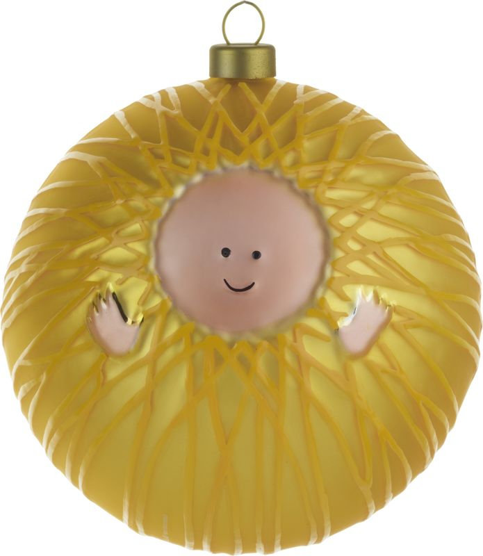 Golden Hand-Decorated Glass Christmas Ornament Bauble