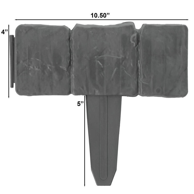 Gray Plastic Cobbled Stone Style Lawn Edging Set