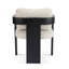 Ensemble de 2 chaises de salle à manger avec dossier coussiné, tissu beige, structure en bois massif-1056057276