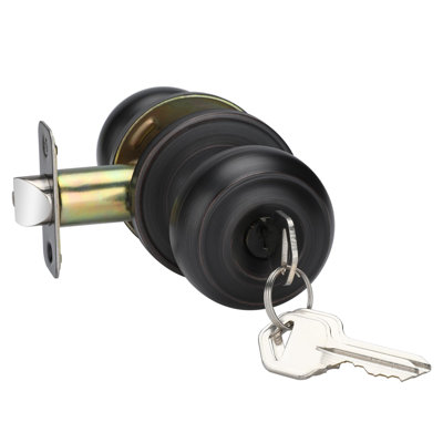 Poignée de porte extérieure verrouillable à clé huilée en bronze huilé avec clés, paquet de 1