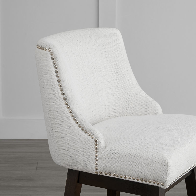 Shurma Swivel Upholstered Counter Stool, Cream