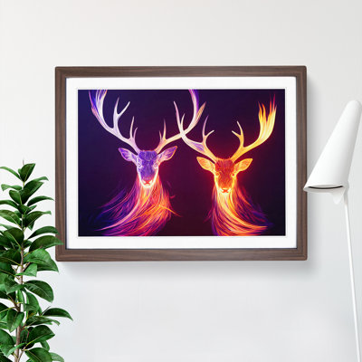 Magical Stags Abstract - Framed Print