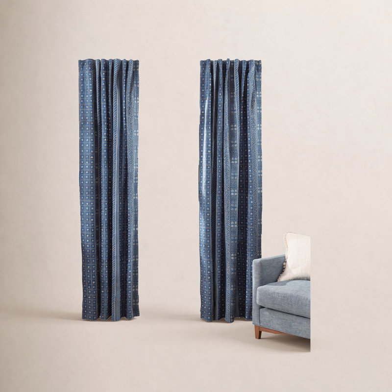 Kodi Batik Indigo Curtain Panel, 55" W x 96" L