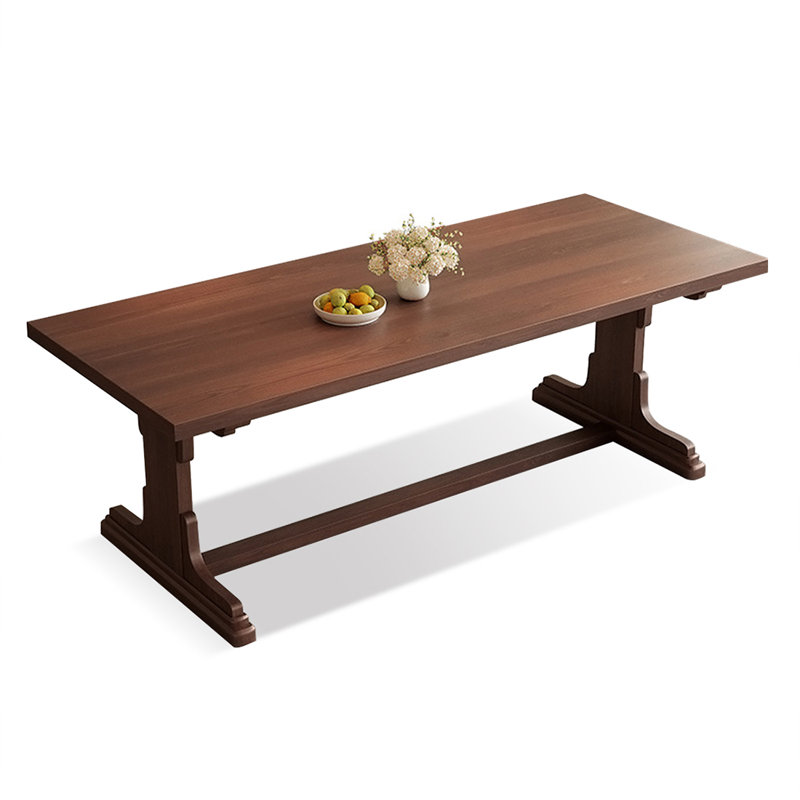Table de salle à manger rectangulaire en bois massif brun noisette, H 29,53 po x L 70,8 po x l 31,5 po